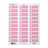 Nos Coeurs 8 bits en Étiquette de adresse rose pét (Feuille entière)