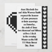 Nos Coeurs 8 bits en Faire-part de mariage noir (Devant / Derrière)