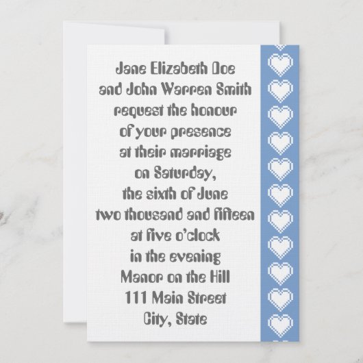 Nos Coeurs 8 bits en Faire-part de mariage Periwin (Devant)