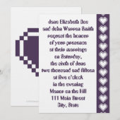 Nos Coeurs 8 bits en Faire-part de mariage violet (Devant / Derrière)