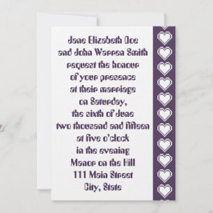 Nos Coeurs 8 bits en Faire-part de mariage violet