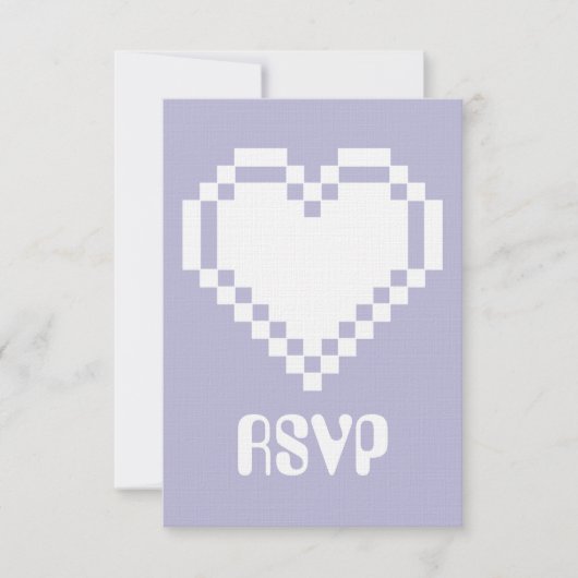 Nos Coeurs 8 bits en Lavender RSVP Card (Devant)