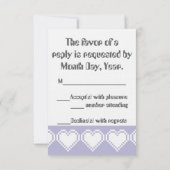 Nos Coeurs 8 bits en Lavender RSVP Card (Dos)