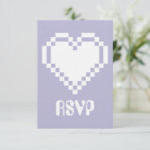Nos Coeurs 8 bits en Lavender RSVP Card (Debout devant)