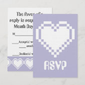 Nos Coeurs 8 bits en Lavender RSVP Card (Devant / Derrière)