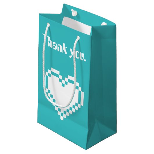 Nos Coeurs 8 bits en Sac cadeau Turquoise (Devant Angle)