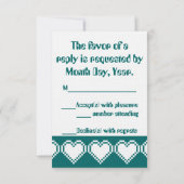 Nos Coeurs 8 bits en Turquoise carte RSVP (Dos)