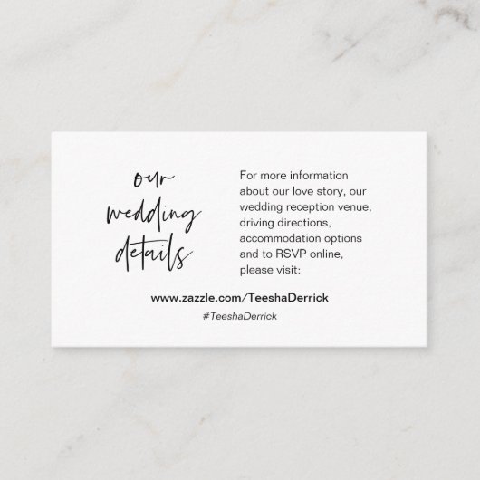 Nos détails de mariage, site Web, RSVP, Carte de b (Devant)