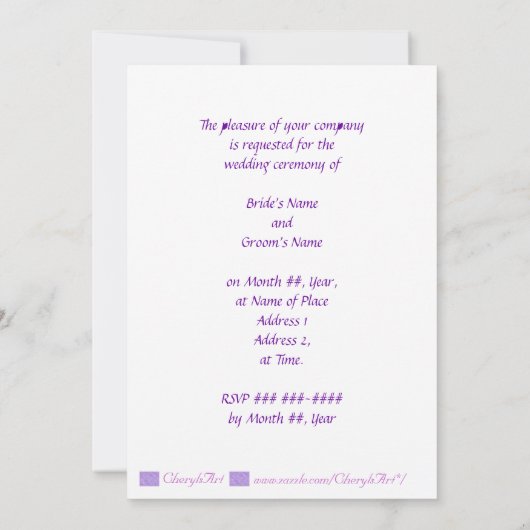 Nos invitations au mariage, les étoiles violettes (Dos)