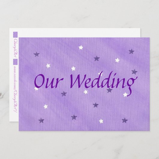 Nos invitations au mariage, les étoiles violettes (Devant / Derrière)