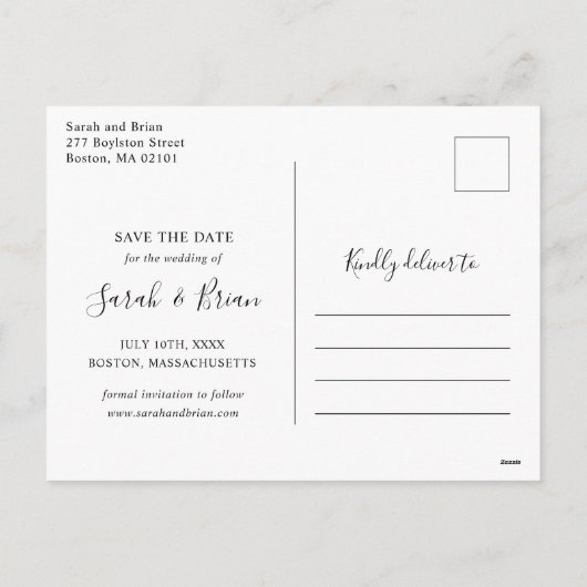 Nos noms Enregistrer la date Carte postale (Dos)