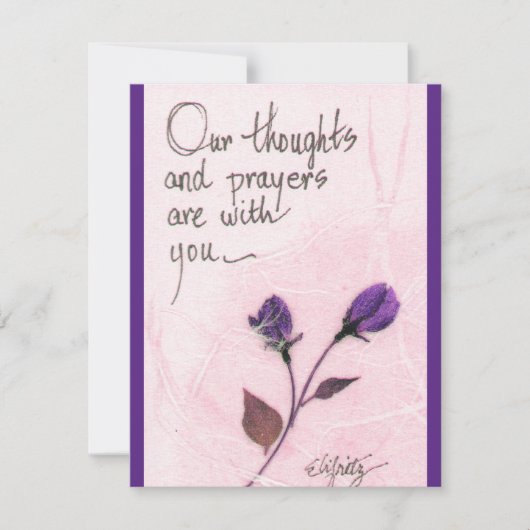 Nos pensées et nos prières disant roses carte de n (Devant)