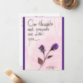 Nos pensées et nos prières disant roses carte de n (Devant/Arrière en situation)
