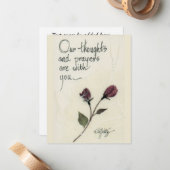 Nos pensées et nos prières disant roses carte de n (Devant/Arrière en situation)