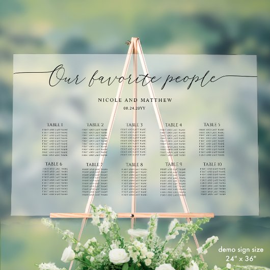 Nos personnes préférées 10 Table Plan de siège Fro