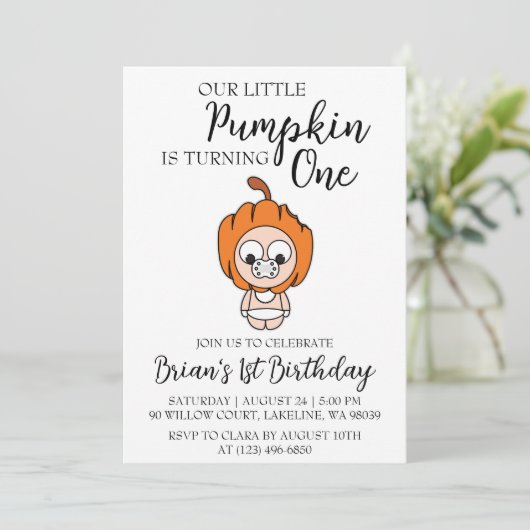 nos petites invitations d'anniversaire de citrouil (Debout devant)