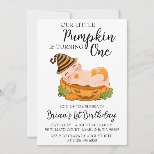 nos petites invitations d'anniversaire de citrouil (Devant)