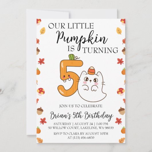 nos petites invitations d'anniversaire de citrouil (Devant)