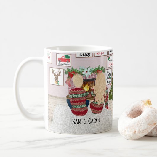 Nos premiers noël, Marié & Joyeux, Mr & Mrs Mug (Avec donut)
