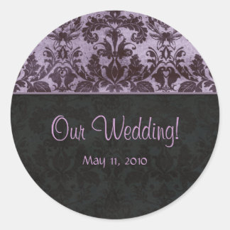 Nos Stickers Mariage RSVP Purple Damask