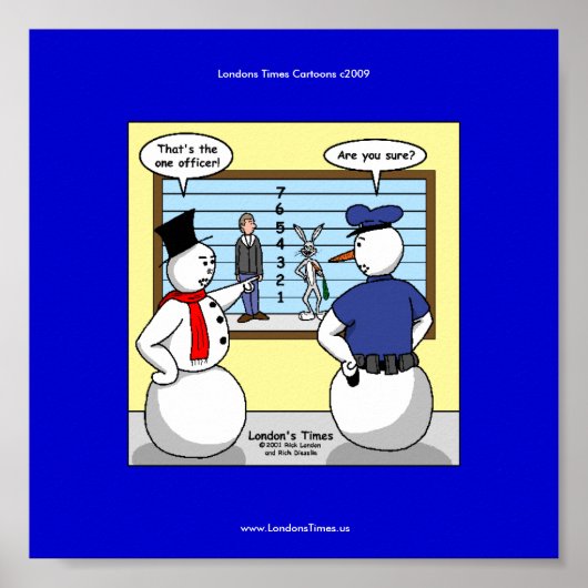 Noseless Snowman Bunny Suspect Funny Poster (Voorkant)