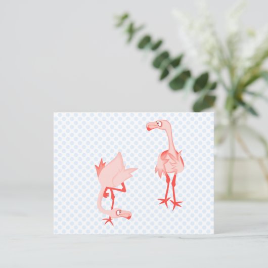 Nosey flamingo briefkaart (Staand voorkant)