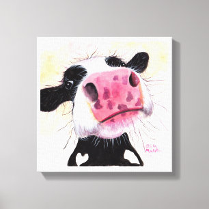 Nosey Koe ' Betty Blueberry ' door Shirley MacArth Canvas Afdruk