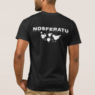 Nosferatu Geïnspireerd Wit op Black Bat Typografie T-shirt
