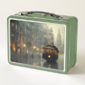 Nostalgale Snowy Cityscape Lunchbox métallique (Dos)