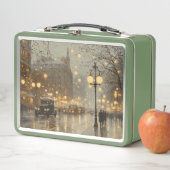 Nostalgale Snowy Cityscape Lunchbox métallique (En situation)