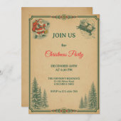 Nostalgale Vintage Rétro Fête de Noël Invitation (Devant / Derrière)