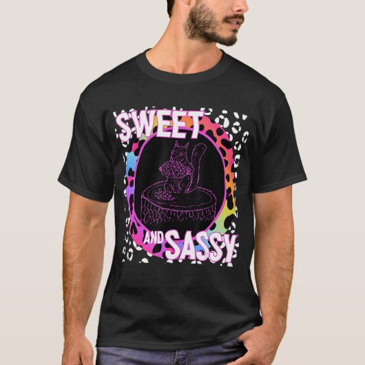 Nostalgia Rainbow Leopard Print Cute Squirrel 90s T-shirt (Voorkant)