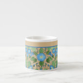 Nostalgic Blue Morning Glory Floral Pattern, Taupe Espresso Kop (Voorkant)