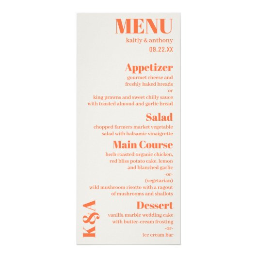 Nostalgic Charm Retro Menu Mariage (Devant)