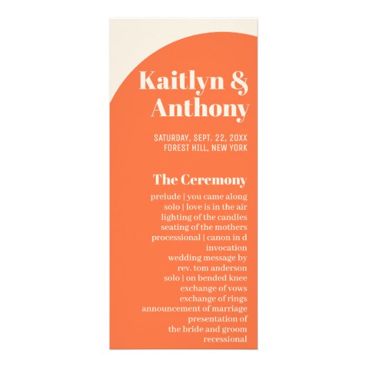 Nostalgic Charm Retro Wedding Programme (Devant)