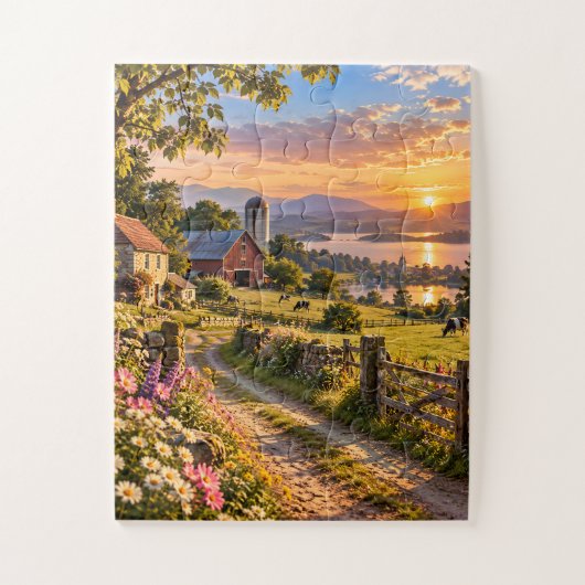 Nostalgic Countryside Sunset Jigsaw Puzzle (Vertical)