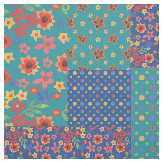 Nostalgic Faux Patchwork Pattern Fabric Stof (Swatch)