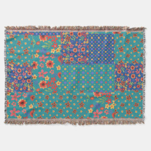 Nostalgic Faux Patchwork Pattern Throw Blanket Deken