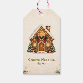 Nostalgic Gingerbread House with Red Christmas Bow Cadeaulabel