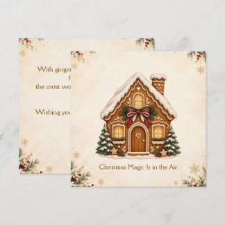 Nostalgic Gingerbread House with Red Christmas Bow Kaart