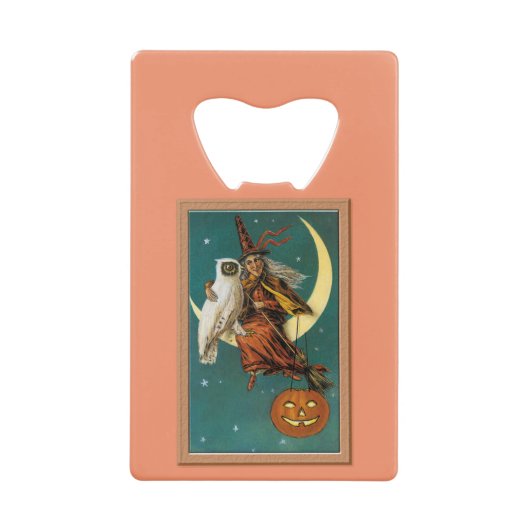 Nostalgic Happy Halloween Witch & Owl Kredietkaart Flessenopener (Voorkant)