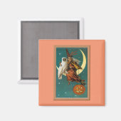 Nostalgic Happy Halloween Witch & Owl Magneet (Voorkant / Achterkant)