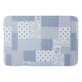 Nostalgic Indigo Faux Patchwork Large Bath Mat (Voorkant)