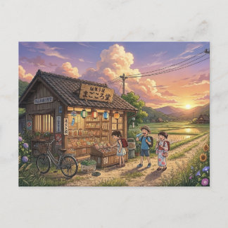 Nostalgic Japanese Dagashiya Candy Store - Anime S Briefkaart