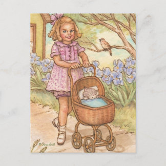 Nostalgic Kitten dans Baby Carriage Carte postale