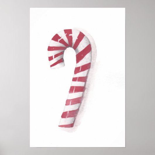 Nostalgic Peppermint Candy Cane Watercolor Poster (Devant)