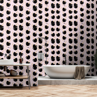 Nostalgic powder pink black cherry wallpaper behang