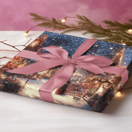 Nostalgic Victorian Christmas Village Wrapping Pap Cadeaupapier