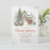 Nostalgic Vintage Cottage Christmas Gathering Kaart (Staand voorkant)