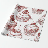 Nostalgic Vintage Red Christmas Cadeaupapier (Uitgerold)